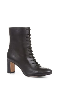 Jones Bootmaker Lenore Heeled Black Leather Ankle Boots -Boutique Fashion Shoe Store C82474s3