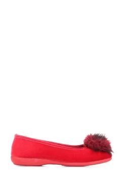 Jones Bootmaker Erika Red Pom Pom Slippers
