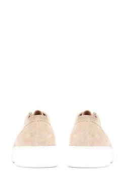 Jones Bootmaker Cream Soren Suede Leather Trainers -Boutique Fashion Shoe Store C89412s4