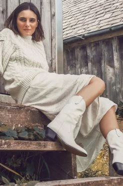 Jones Bootmaker Lala Leather White Western Boots -Boutique Fashion Shoe Store C89493s6