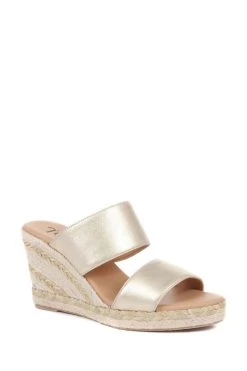 Jones Bootmaker Gold Amabelle Wedge Mule Sandals -Boutique Fashion Shoe Store C90922s2