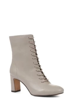 Jones Bootmaker Grey Lenore Heeled Leather Ankle Boots -Boutique Fashion Shoe Store D03422s3