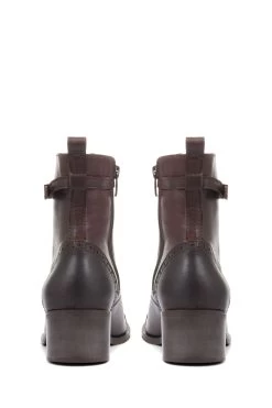 Jones Bootmaker Madie Heeled Brown Leather Ankle Boots -Boutique Fashion Shoe Store D03425s3