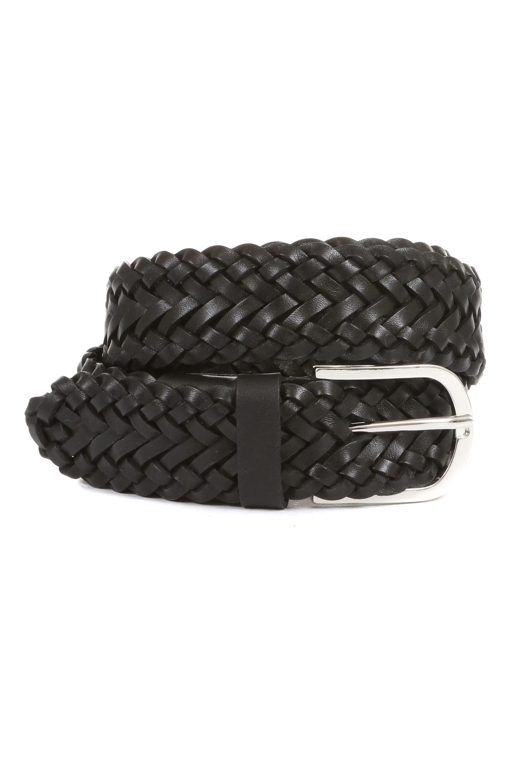Jones Bootmaker Mens Vancouver Braided Black Leather Belt 3 Jones Bootmaker Mens Vancouver Braided Black Leather Belt