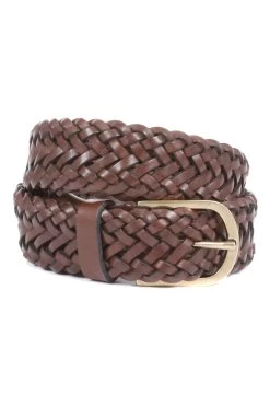Jones Bootmaker Mens Vancouver Brown Braided Leather Belt