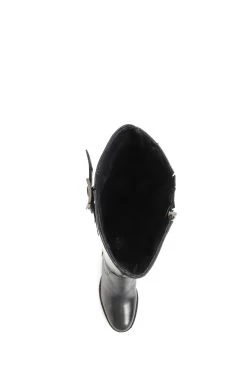 Jones Bootmaker Cesena Slim Leather Black Knee Boots -Boutique Fashion Shoe Store D26044s4