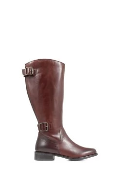 Jones Bootmaker Carrara Wide Calf Fit Brown Leather Boots