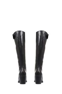 Jones Bootmaker Cesena Medium Leather Black Knee Boots -Boutique Fashion Shoe Store D26061s3
