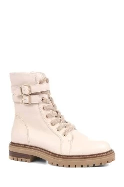 Jones Bootmaker Simonetta Biker White Boots -Boutique Fashion Shoe Store D26178s3
