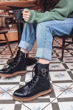 Jones Bootmaker Simonetta Biker Black Boots