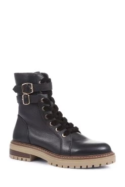 Jones Bootmaker Simonetta Biker Black Boots -Boutique Fashion Shoe Store D26179s3