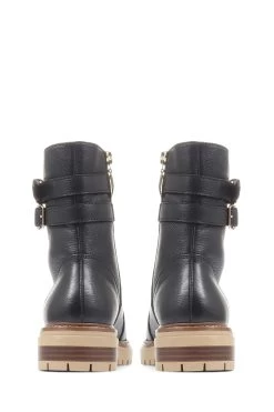 Jones Bootmaker Simonetta Biker Black Boots -Boutique Fashion Shoe Store D26179s4