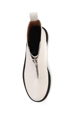 Jones Bootmaker Lanie White Zip Up Chunky Boots -Boutique Fashion Shoe Store D26182s5