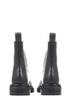 Jones Bootmaker Lanie Black Zip-Up Chunky Boots -Boutique Fashion Shoe Store D26183s3