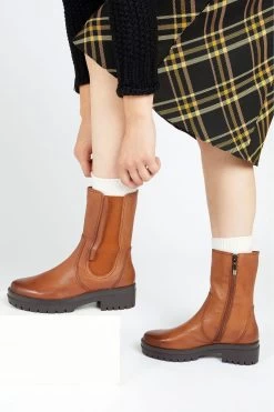 Jones Bootmaker Long Brown Santina Leather Chelsea Boots