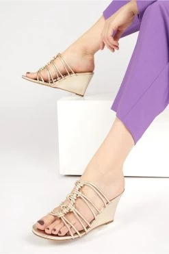 Jones Bootmaker Gold Laurella Leather Gladiator Wedges