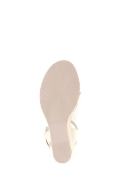 Jones Bootmaker Cream Loriana Leather Woven Wedge Sandals -Boutique Fashion Shoe Store D60053s6