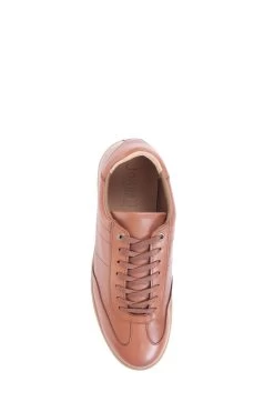 Jones Bootmaker Brown Shrewsbury Leather Lace-Up Trainers -Boutique Fashion Shoe Store D64614s4
