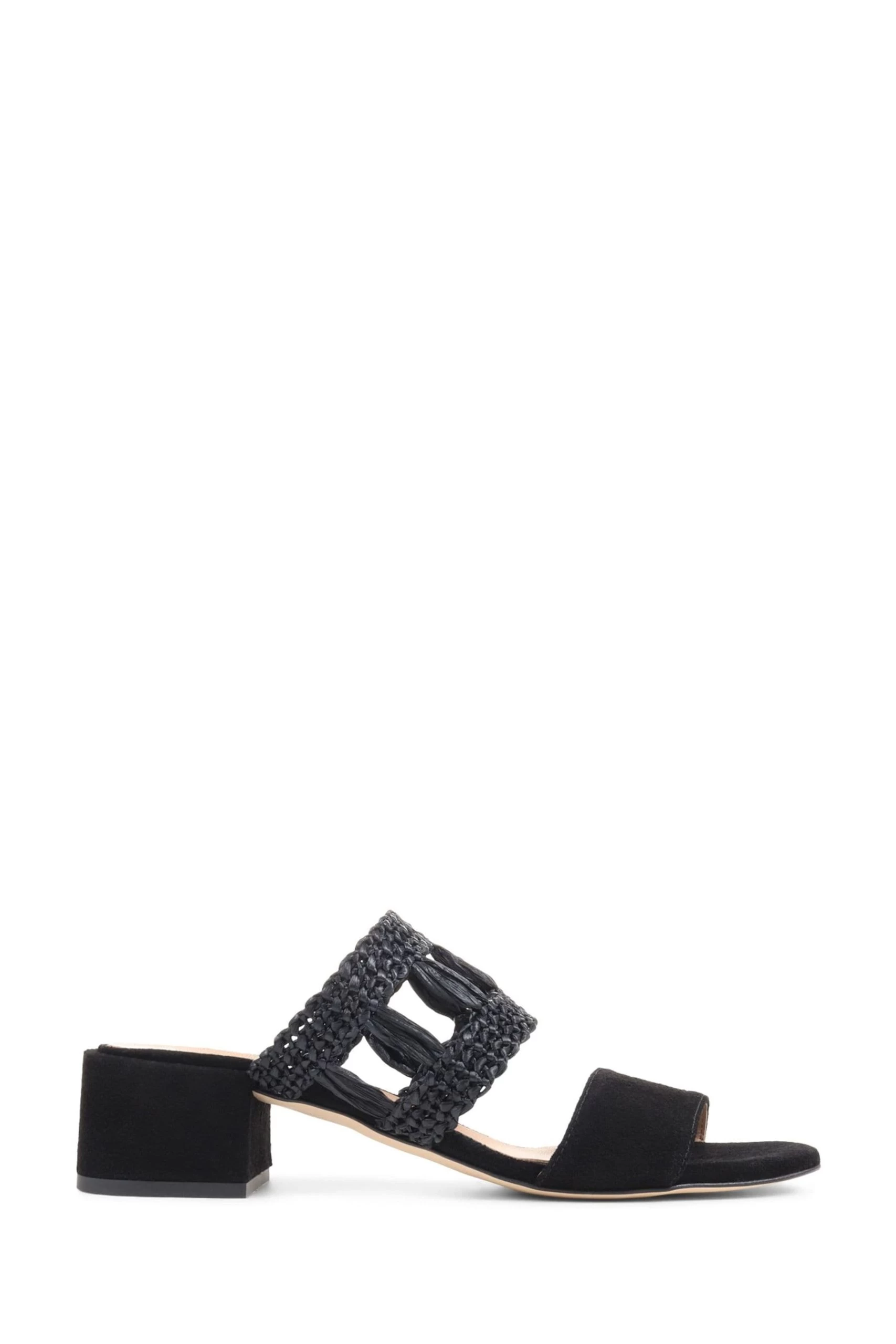 Jones Bootmaker Kimora Raffia Heeled Mule Black Sandals 4 Jones Bootmaker Kimora Raffia Heeled Mule Black Sandals - Image 2