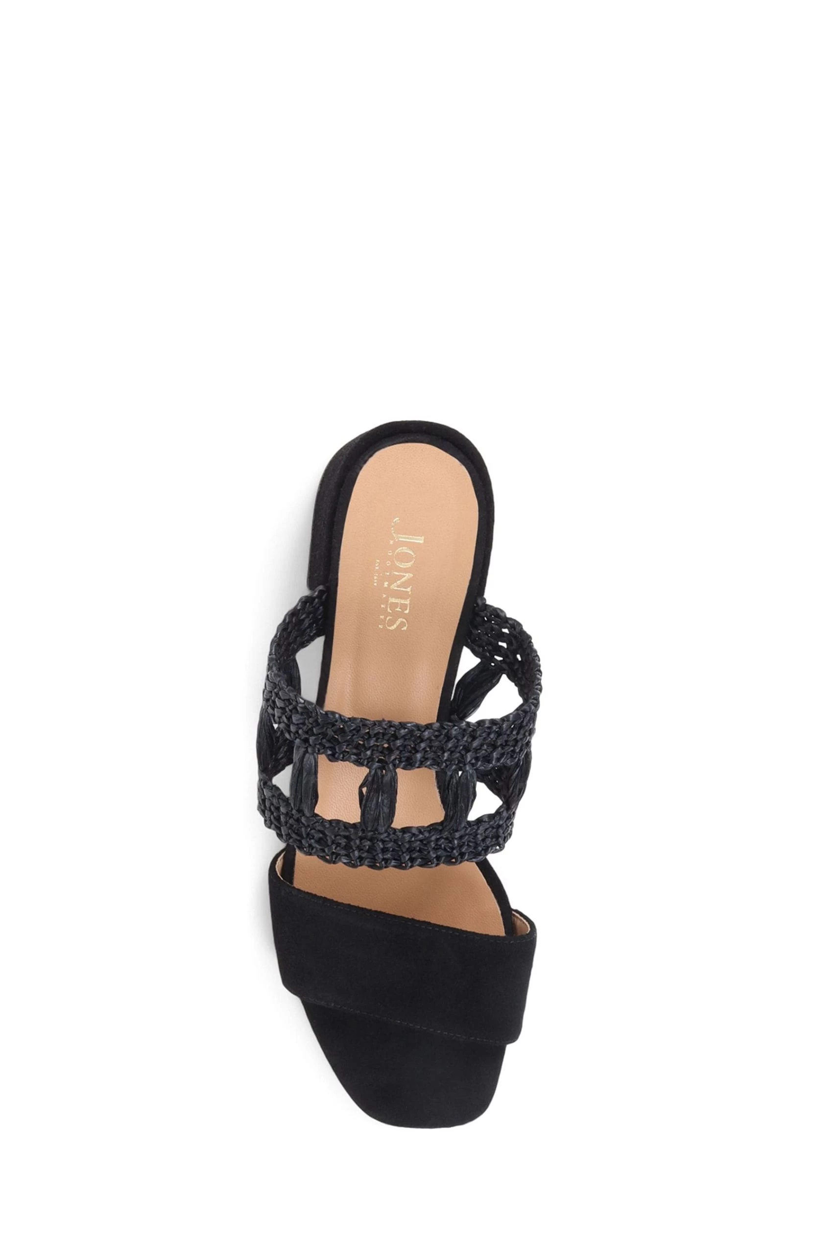 Jones Bootmaker Kimora Raffia Heeled Mule Black Sandals 7 Jones Bootmaker Kimora Raffia Heeled Mule Black Sandals - Image 5
