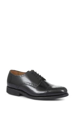 Jones Bootmaker Black Mile End Goodyear Welted Polished Men's Leather Brogues -Boutique Fashion Shoe Store M19473s2