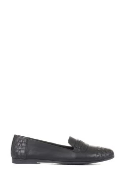 Jones Bootmaker Black Mariah Ladies Woven Leather Loafers