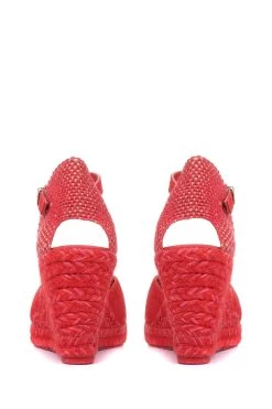 Jones Bootmaker Ladies Red Arabella Leather Wedge Sandals -Boutique Fashion Shoe Store M27201s4