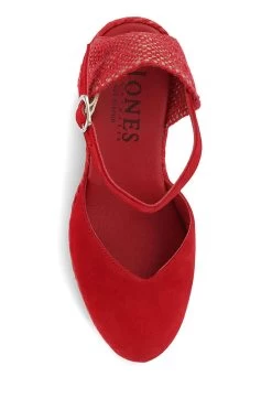 Jones Bootmaker Ladies Red Arabella Leather Wedge Sandals -Boutique Fashion Shoe Store M27201s5