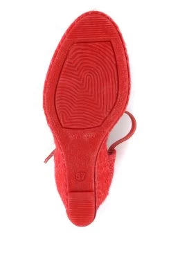 Jones Bootmaker Ladies Red Arabella Leather Wedge Sandals -Boutique Fashion Shoe Store M27201s6