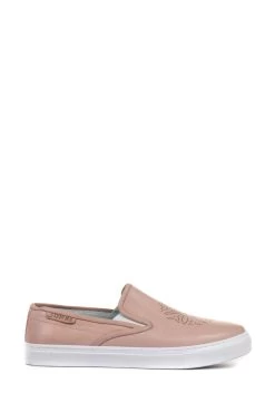 Jones Bootmaker Pink Aoife Ladies Leather Slip-On Trainers