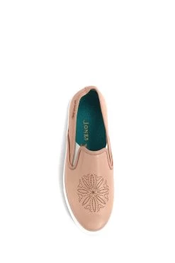 Jones Bootmaker Pink Aoife Ladies Leather Slip-On Trainers -Boutique Fashion Shoe Store M37270s4
