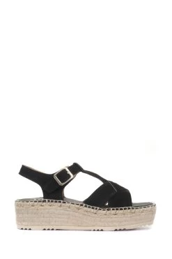 Jones Bootmaker Black Adrienne Ladies Leather Espadrille Sandals