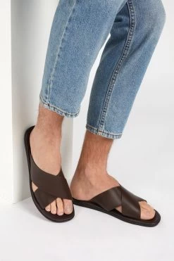 Jones Bootmaker Brown Eli Men's Leather Slider Sandals