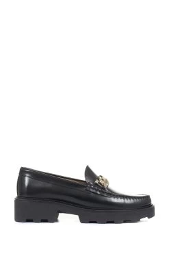 Jones Bootmaker Ladies Black Macey Chunky Leather Loafers