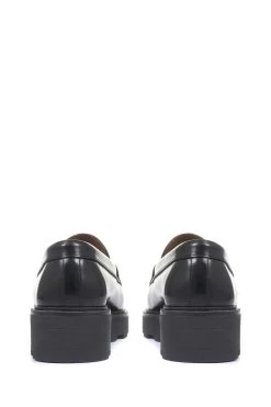 Jones Bootmaker Ladies Black Macey Chunky Leather Loafers -Boutique Fashion Shoe Store M44505s3