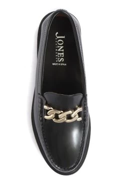 Jones Bootmaker Ladies Black Macey Chunky Leather Loafers -Boutique Fashion Shoe Store M44505s4