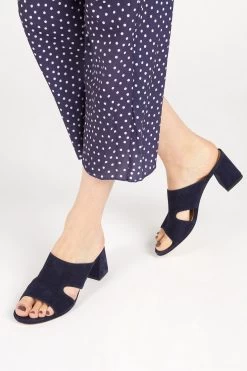 Jones Bootmaker Blue Kennedi Leather Heeled Mule Sandals