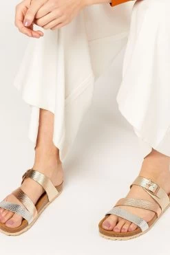 Jones Bootmaker Grey Metallic Tabatha Leather Mule Sandals