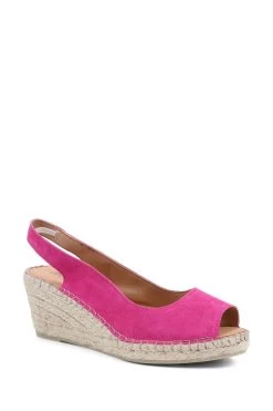 Jones Bootmaker Pink Rosanna Slingback Wedges -Boutique Fashion Shoe Store T72734s3