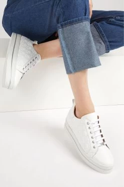 Jones Bootmaker Alexandrite Leather Quilted White Trainers