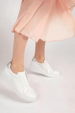 Jones Bootmaker Fernanda Laceless Leather White Trainers