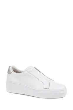 Jones Bootmaker Fernanda Laceless Leather White Trainers -Boutique Fashion Shoe Store U25930s3