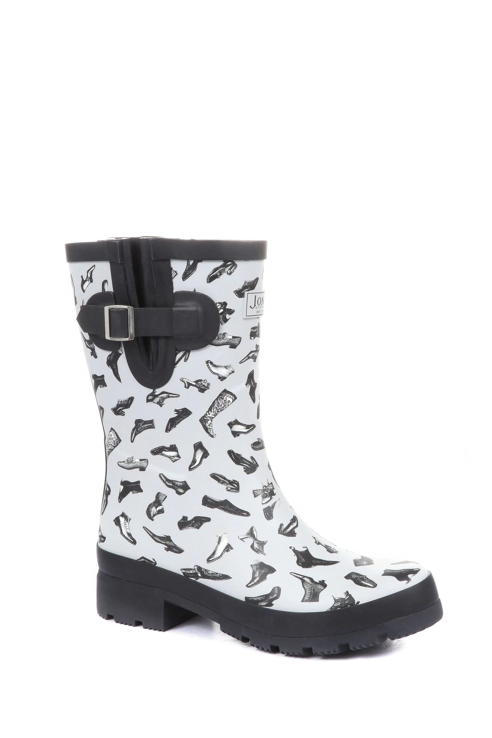 Jones Bootmaker Ladies White Madelaine Shoe Print Wellington Boots 4 Jones Bootmaker Ladies White Madelaine Shoe Print Wellington Boots - Image 2