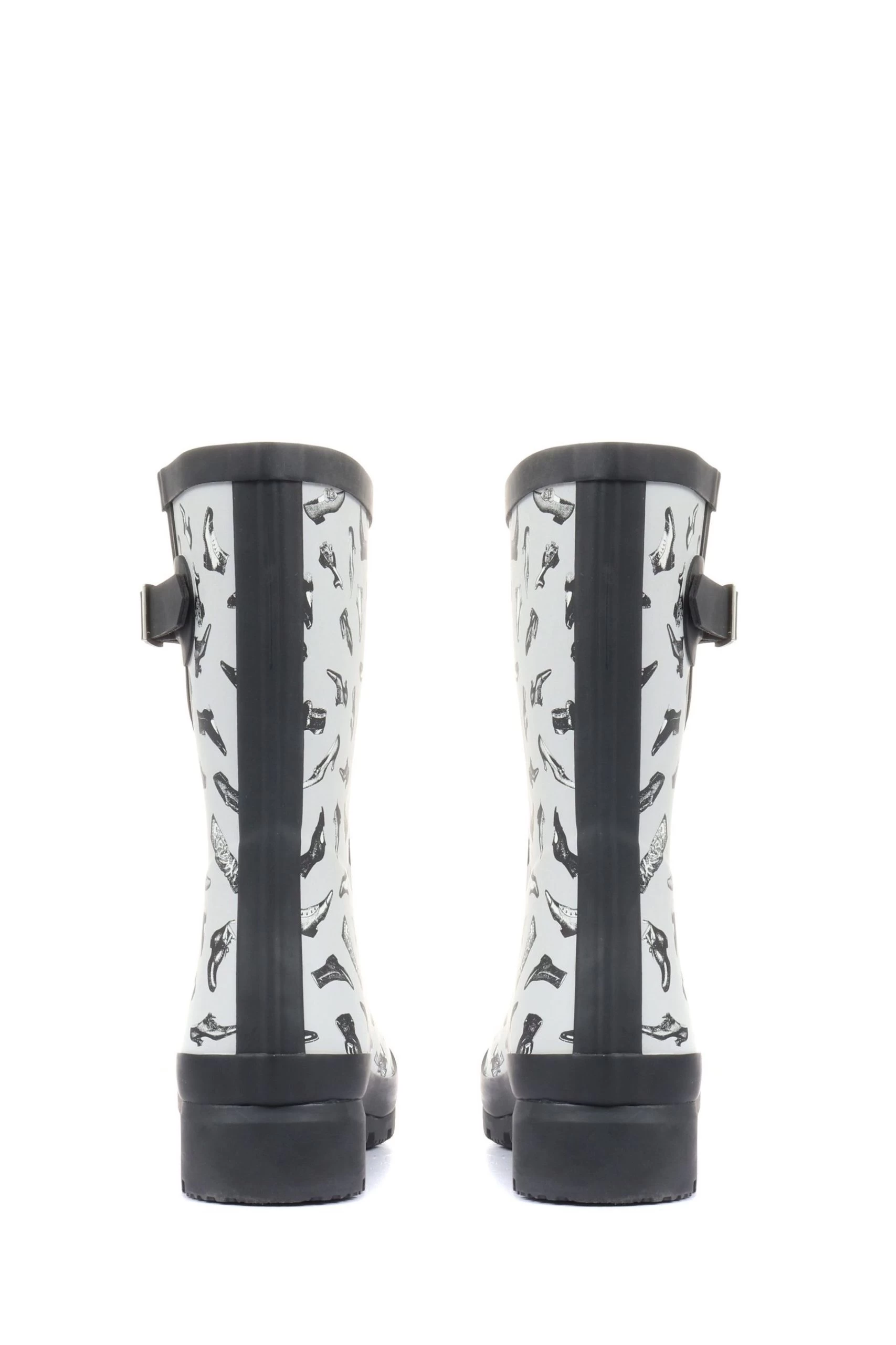 Jones Bootmaker Ladies White Madelaine Shoe Print Wellington Boots 5 Jones Bootmaker Ladies White Madelaine Shoe Print Wellington Boots - Image 3