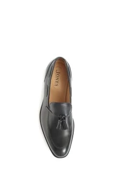 Jones Bootmaker Mens Devon Black Leather Tassel Loafers -Boutique Fashion Shoe Store U52160s4