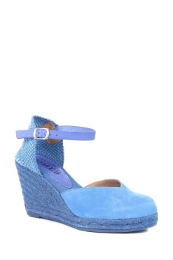 Jones Bootmaker Blue Arabella Wedge Sandals -Boutique Fashion Shoe Store U75251s2