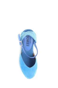 Jones Bootmaker Blue Arabella Wedge Sandals -Boutique Fashion Shoe Store U75251s4